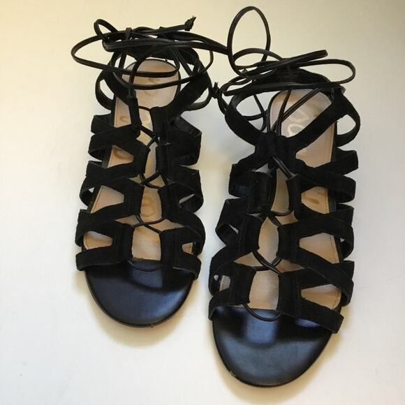 Sam Edelman Black Suede Sandals with Laces - Picture 6 of 9